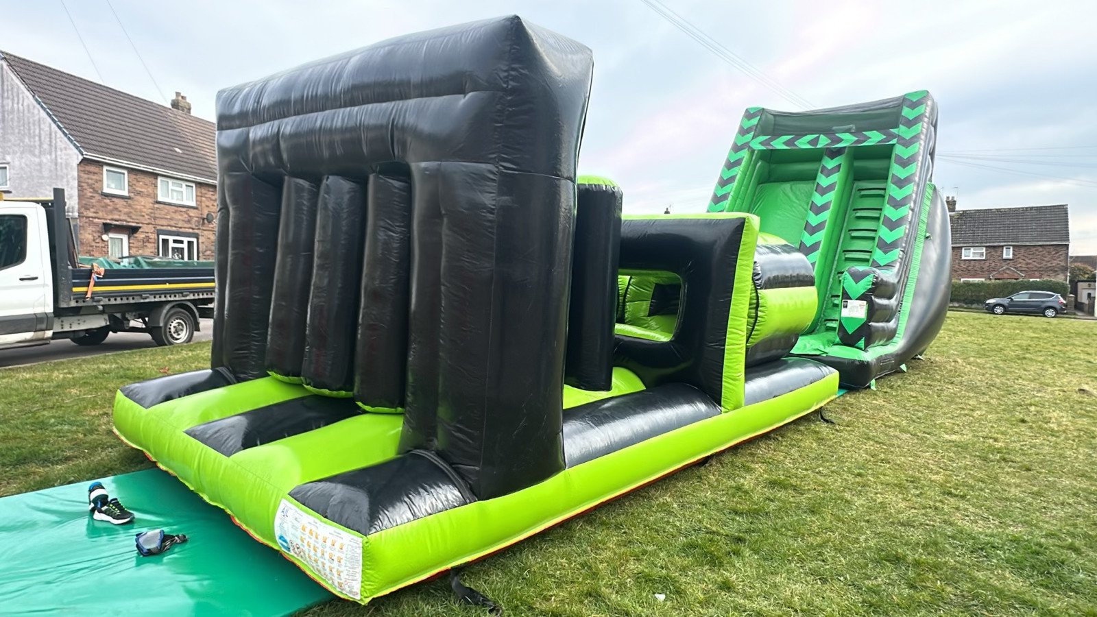 Black & Green Obstacle Course + 12ft Slide
